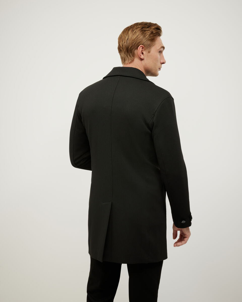 Double Breasted Travel Performance Peacoat, Black, hi-res
